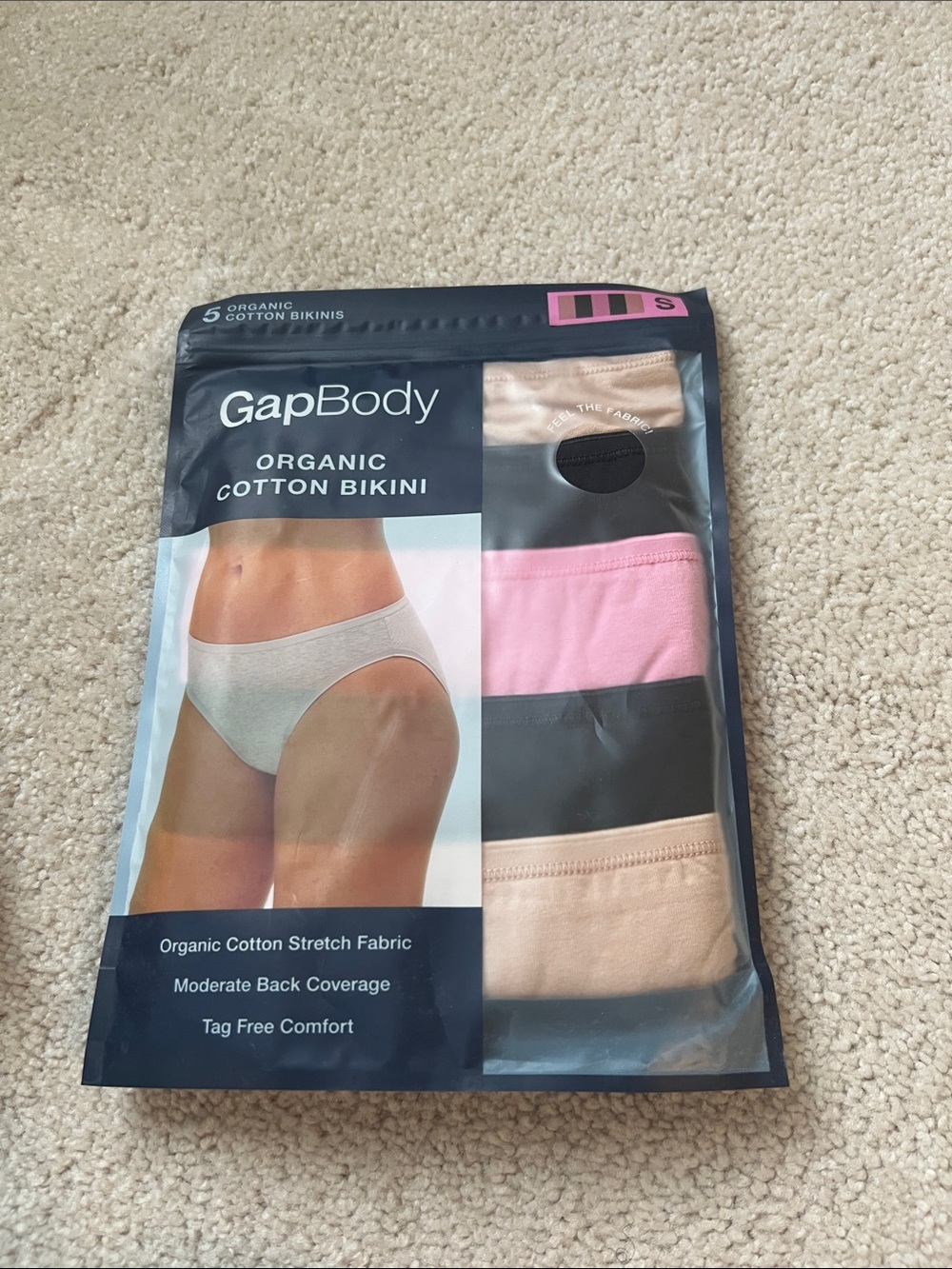 GAPBody Organic Cotton Bikini Pack - Pink, Black, Beige